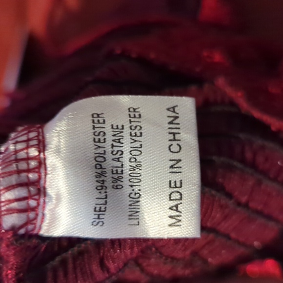 Love Triangle Milk Maid Crop Top Red Sparkle Balloon Sleeve Womens 6 NWT Ruching - Picture 6 of 7